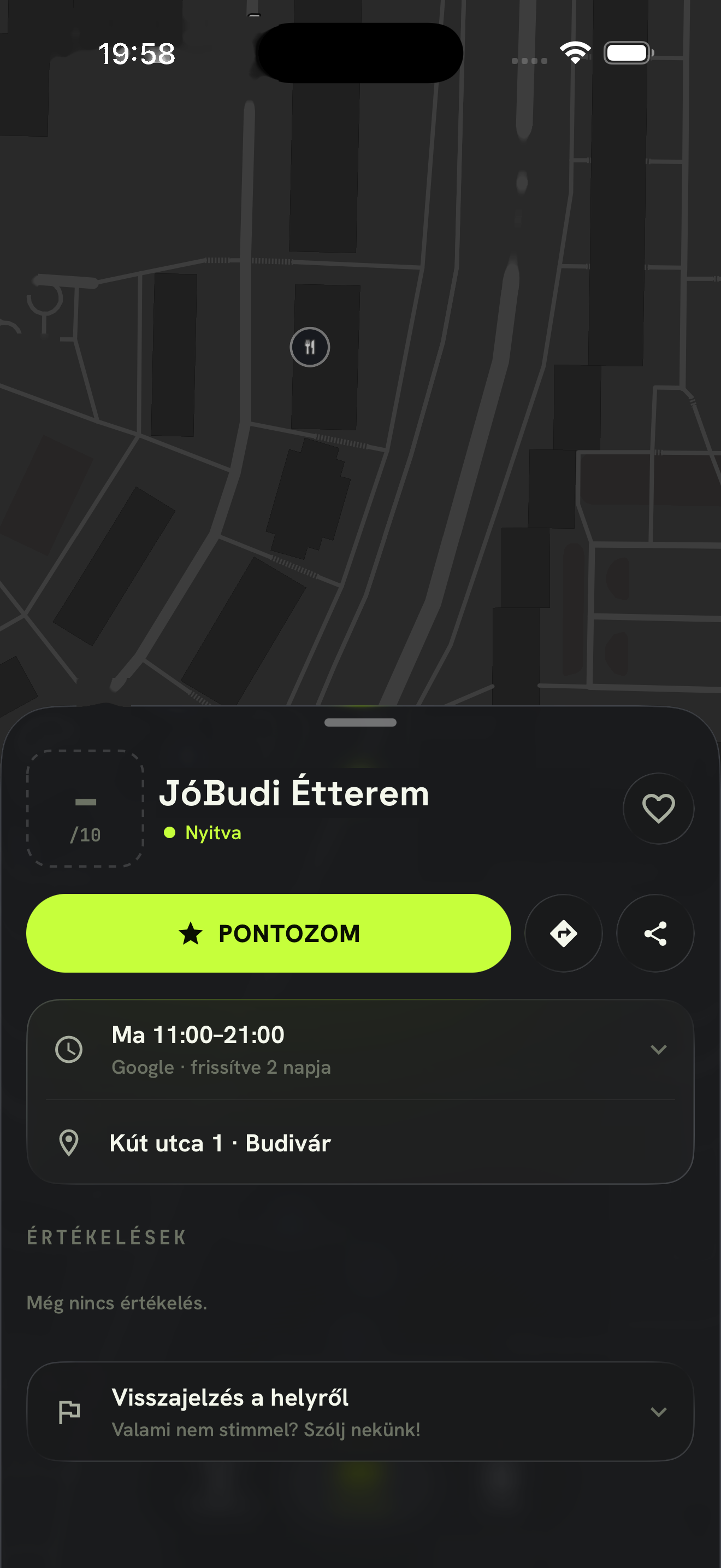 A Budicheck hely-lapja: Kölcsey Art Café, nyitva, Pontozom gomb